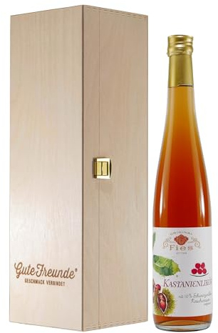 Fies Kastanien-Likör mit Geschenk-Holzkiste