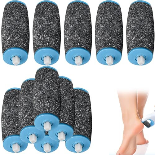 10 Stück Ersatzrollen Hornhautentferner, Hornhautentfernerersatzrollen, Velvet Smooth Rolls, 3 Arten von Rauheit für Effektive Fußpflege Kompatibel mit Scholl Velvet Smooth(Schwarz)