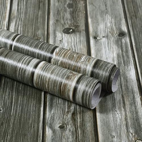 Tapete for Aufkleben, 5 m/10 m, Holzmaserung, Heimdekor, Möbel, wasserdichter Vinyl-Wandaufkleber, selbstklebende PVC-Tapete, Küchenschranktüraufkleber (Farbe: Ulme, Größe: 40 cm x 5 m)(Grey Oak,120*3