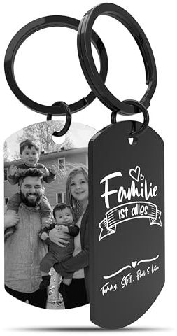 Meinearmbänder - Familie ist alles - Personalisierter Schlüsselanhänger mit Foto & Gravur