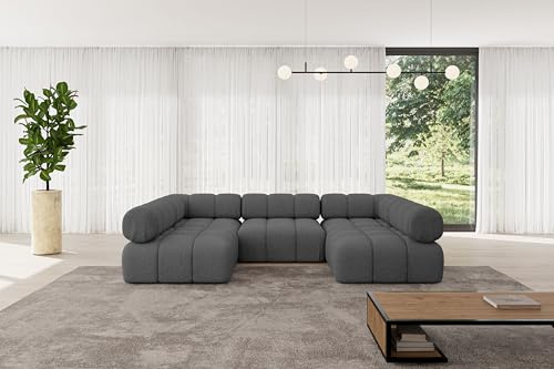 ALTDECOR Modulares Sofa Ecksofa in U-Form Corner modular Sofa Eckcouch Couch Wohnlandschaft Cauchsofa Polstersofa Garvo-U1-285x190x70 cm Grau