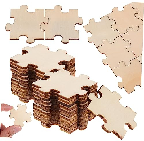 MOLUCKFU Leere Holzpuzzleteile 4cm 100 Stück Naturbelassen Zum Bemalen Selbstgemacht Basteln Kunstprojekte Holzbearbeitung Für Erwachsene Und Kinder