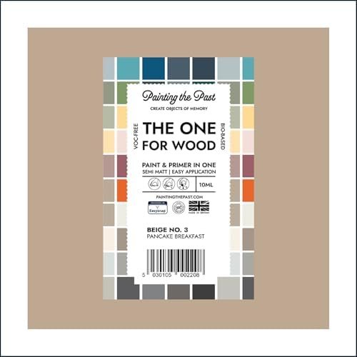 The One for Wood Paint & Primer 10ml (Sample) Beige No. 3 Pancake Breakfast | Semi Matt Finish, Bio-Based & VOC-Free Formula for Wooden Furniture & Surfaces | Durable & Easy Indoor Home Decorating