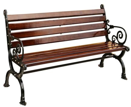 YUNHEST 3-Sitzer-Gartenbank aus Metall, 150 cm, wetterfest, Rückenlehne aus Gusseisen, for Garten, Park, Terrasse, Freizeit, robust
