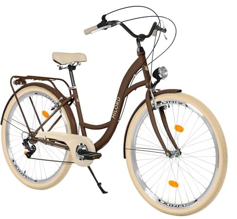 MILORD Damenfahrrad Citybike Komfort Retro Bike Hollandrad Vintage Fahrrad, 26, 28 Zoll, 7-Gang