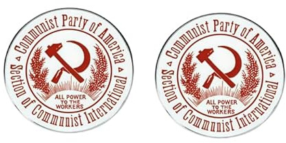 Juego de 2 pines esmaltados del Partido Comunista de América, insignia de trabajadores de martillo y hoz, broche de botón de aleación, pin de solapa de declaración política, regalo coleccionable de