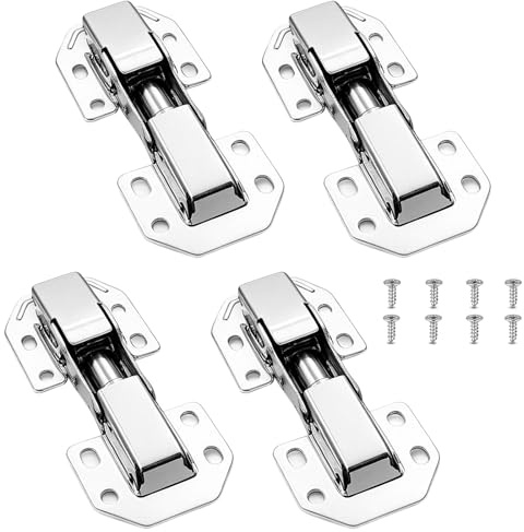 4 Pack 90 Degree Soft Close Cabinet Hinges, No Pre-Drilled Surface Mount Concealed Hinges, Frameless Easy Installation Smooth Slow Closure for Kitchen Cupboards & Wardrobes