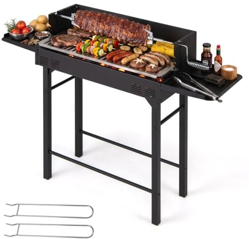 COSTWAY Barbecue a Carbonella da Esterno in Metallo Portatile