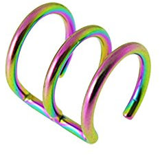 Monster Piercing Regenbogen eloxiert 3-Fach Verschluss Ring 316L chirurgischer Stahl gefälschte Knorpel Helix Piercing