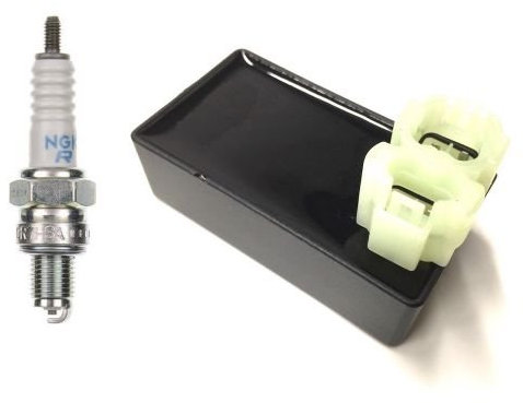 Racing CDI Zündeinheit offen + Zündkerze CR7HSA passend für GY6 4-Takt China Roller – AC-Version ohne Drehzahlbegrenzung – CDI offen für mehr Leistung