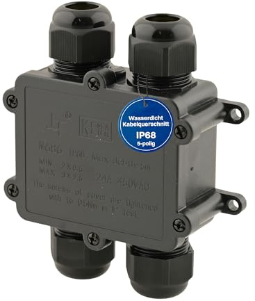Intratec 1x Abzweigdose wasserdicht 4 Öffnungen 4-14mm Kabel – IP68 Verteilerdose außen wasserdicht für einfache Installation im Garten & Erdkabel – 35 x 93 x 113mm