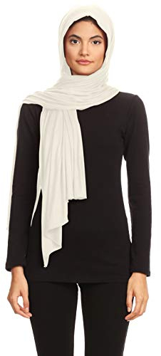 Abeelah Jersey Hijab Kopftuch für Damen - Hergestellt in den USA - muslimische, afrikanische und indische Mode kompatibel, Elfenbein-Weiß, Large