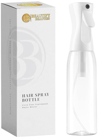 BeautifyBeauties Spray Bottle For Hair – Continuous Mister Spray Bottle for Hairstyling, Cleaning, Plants, Pets, Barbers, Salons, Essential Oil Scents (Clear, 18.6oz/500ml)