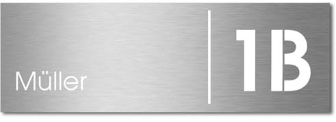 MOCAVI Stick 230 Briefkastenschild mit Hausnummer und Namen Edelstahl V4A graviert, groß, selbstklebend, modernes Design, passend für Box 500, 510, 570 und 580