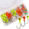 Shaddock Angelhaken Set Jigköpfe für Gummifische zum Raubfishangeln Angeln Jighaken mit Kunststoff-Angelbox, für Gummiköder Lure Süßwasser-Salzwasser-Angeln (35stk/Box Jighaken Set)