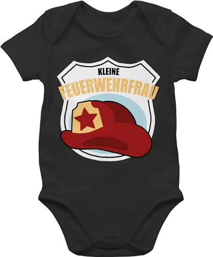 Baby Body Junge Mädchen - Feuerwehr - Kleine Feuerwehrfrau - 6/12 Monate - Schwarz - strampler baby+feuerwehr+strampler feuerwehrmann babybody outfit feuerwehrgeschenkartikel babysachen