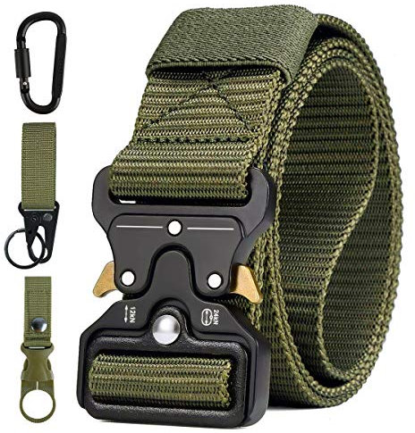 AivaToba Taktischer Gürtel Herren, Schnellverschluss Military Style Nylon Canvas Arbeitsgürtel Gürtel mit Metallschnalle für Draussen Sportarten Camping Vatertag
