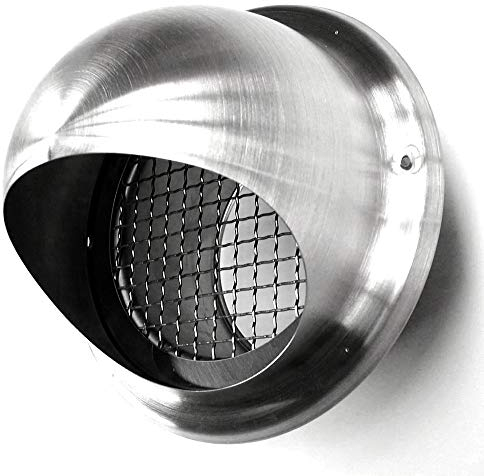 Aussenwandlüftung Ablufthaube Edelstahl Zulufthaube Kugelhaube Kugelablufthaube Lufthaube Vogelschutzgitter Lochgitter Lüftungsgitter Lüftungsrohr vers. Größen (125mm)