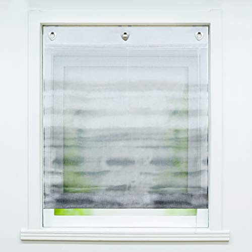 Joyswahl transparentes Ösenrollo mit Farbverlauf Druck »Alia« Raffrollo mit Hakenaufhängung, ohne Bohren Schals Fenster Gardine BxH 60x140cm Grau 1 Stück