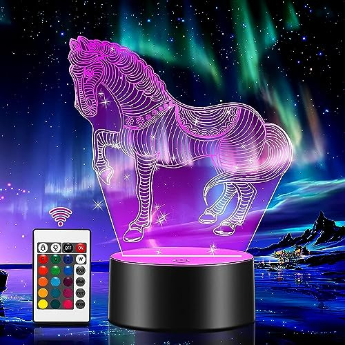 ONEVER 10 Stück 3D Lampe, LED Illusion Lampe, Schwarz, Modern, Touch & Fernbedienung, LED-Nachtlicht, Umgebungsbeleuchtung, Kunststoff