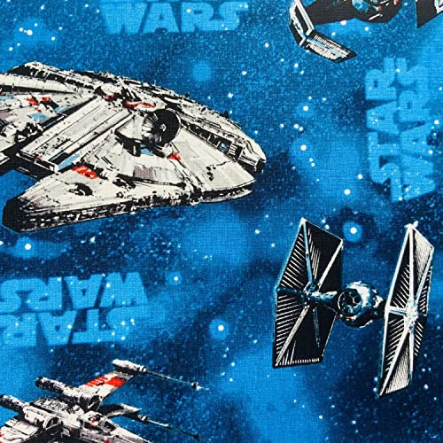 Weltraum-Millennium Galaxy Star Wars Stoff – 100 % Baumwolle blau, marineblau und grau (Galaxy Falcon, 1 m)
