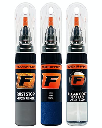 FIRANTO stylo peinture de voiture pour Seat W5L Mystery Blue réparation couleur voiture 3 en 1, rayures stylo retouche peinture 15ml avec pinceau, apprêt, laque