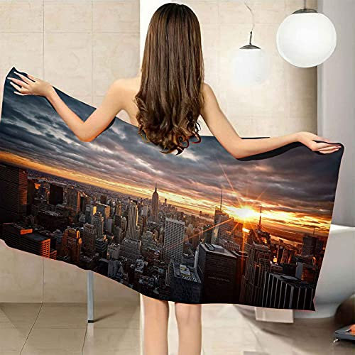 OBEZZX Strandtuch 150x200 cm Pool-Badetuch für Kinder New York City-Ansicht Bedruckt Sandabweisendes hautfreundlich weich Mikrofaser für Reisen Dusche Schwimmen Camping Strandtücher