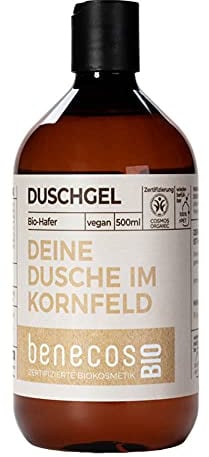 BenecosBIO Duschgel Deine Dusche im Kornfeld - Bio-Hafer - zertifizierte Naturkosmetik - vegan - sanfte Reinigung & Pflege - nachfüllbar - 500ml
