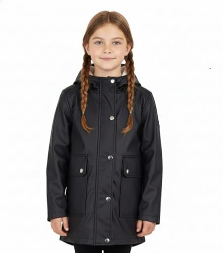 A2Z 4 Kids PU Raincoat Jackets Windbreaker Waterproof Raincoat 625 Black 5-6