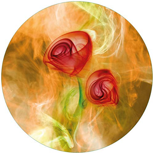 Wallario Glasbild rund Abstrakte Rosen - Rund, 50 cm Durchmesser Wandbild Glas in Premium-Qualität: Brillante Farben, freischwebende Optik