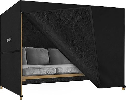 MEELOTOP Hollywoodschaukel Abdeckung 3-4 Sitzer, Gartenschaukel Abdeckplane Wasserdicht Schutzhülle Strandkorb Winterfest, Schwerlast Reißfest 600D Oxford Gewebe Schutzhülle - Schaukel 217x127x172cm