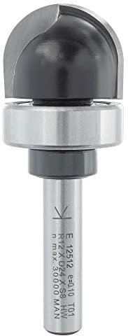 ENT 12512 Hohlkehlfräser HW, Schaft (S) 8 mm, Radius (R) 12 mm, D 24 mm, NL 18 mm, SL 32 mm, mit Kugellager
