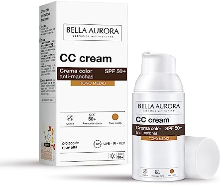 BELLA AURORA - Anti-Pigmentflecken CC Cream mit LSF 50+ für Mittlere Hauttöne 30 ml, Getönte Sonnencreme für Gesicht Anti Pigment mit Hohem Sonnenschutz - Mit Arganöl und Baumwollstammzellen