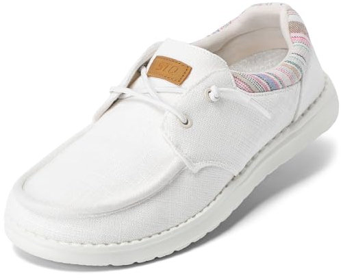 STQ Zapatos Estilo Mocasín Nauticos Mujer Slip-on Ortopedicos Casual Clásicos Deportivos Sin Cordones Loafers Zapatillas Mocasines Blanco 39 EU/7.5 US