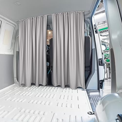Kogaa Car Divider Curtains Sun Shade Cab Divider Grey Sun Shade Van Curtains, Car Window Door Privacy Protection, VW Transporter T5 2003-2015 and Medium T6 2015-2023