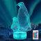 CooPark Pinguin Geschenke, 3D Illusion LED Nachtlicht mit 16 Farbwechsel + Fernbedienung, Kinderzimmer Dekor Tierlampe Weihnachtsgeburtstagsgeschenk für Jungen Mädchen