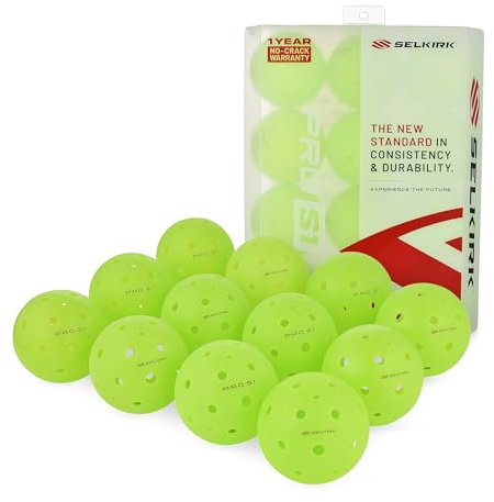 Selkirk Sport Pro S1 Ball | Crack-Resistant | 38 Hole Outdoor Pickleball Balls | USAPA Approved Pickle Ball for Tournament Play | Advanced Aerodynamics | 12 Pack Pickleballs |