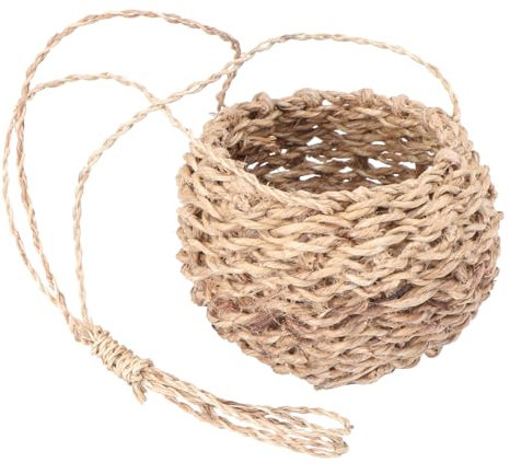 Amosfun Panier Suspendu en Chanvre Naturel 12X12X3.15 Pouces - Coffre De Rangement Jardin Écologique pour Plantes Intérieures Et Extérieures Rangement Panier Polyvalent en Corde Chanvre