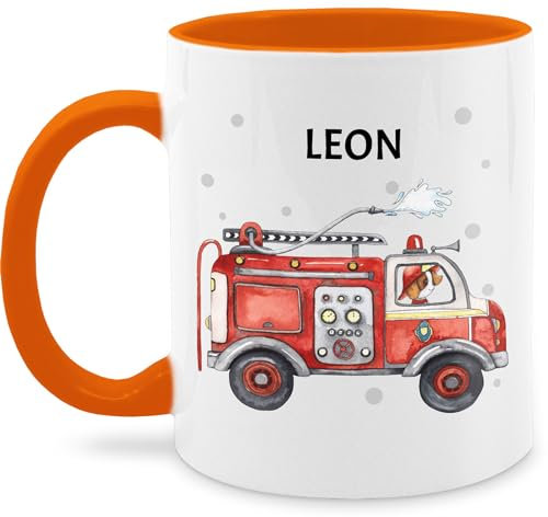Tasse Tassen 325ml - Feuerwehr Auto I Feuerwehrauto I 112 I Fire Truck I Löschfahrzeug - 325 ml - Orange - feuerwehrmann zubehör kinder feuerwehrtasse jugendfeuerwehr feuerwehrautos kindertasse