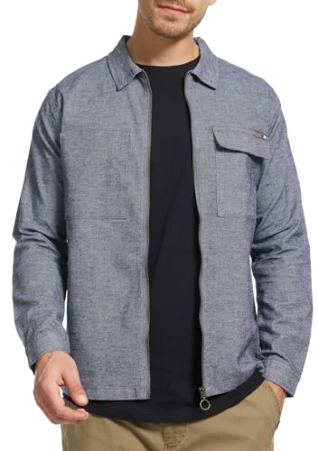 Indicode Herren INEuron Langarm-Hemd mit Zwei Brust-Taschen und Reißverschluss | Herrenjacke Männer Navy, XL