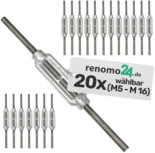 Renomo24-20x Spannschloss M14 mit zwei Anschweißenden aus Stahl galvanisch verzinkt nach PN-EN 1993-1-11