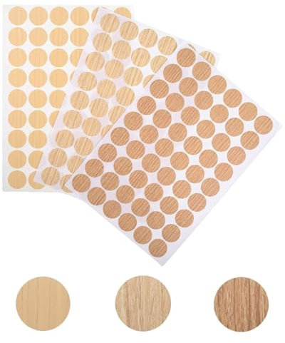 IPNSDON Autocollants pour Trous de vis, 162 Feuilles, 3 Feuilles, Cache-Trous de vis en Bois de 21 mm avec Cache-vis pour Bois, armoires, Meubles, armoires (chêne Clair)