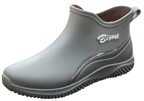 Scarpe da pioggia indossabili da uomo e da donna, in gomma, con suola a metà polpaccio, antiscivolo, per chef, wok, da uomo, Grigio, 38 2/3 EU
