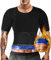 Mulnall Sauna Shirt for Men Sweat Suit Slimming Top Heat Trapping Tank Short Sleeve Workout Shapewear, Adjustable Waist Belt,Breathable Armpit,Anti Slip Silicone(6018-01-L)
