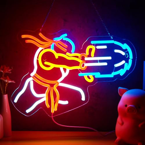 Jimeva Panneau lumineux néon Street Fighter Ryu Hadoken, Décoration murale, Alimentation USB, 29 x 41 cm