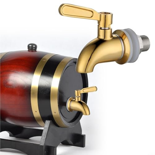 HpLive Zapfhahn Getränkespender,304 Edelstahl Wein Wasserhahn für Getränke Saft Wasserhahn Special Faucet(Mirror gold(16mm))
