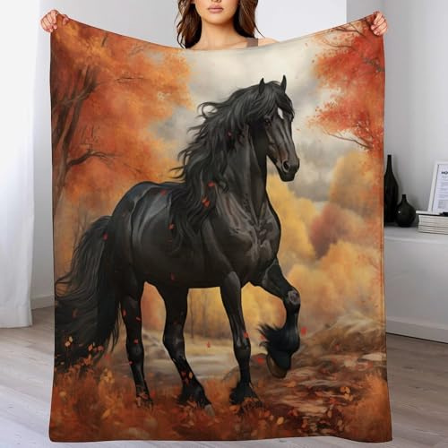 AAPZY Decke Pferd Decke Tagesdecke - Weiche Flannel Decke Mit Muster Sofadecke - Baumwolldecke Wohndecke Sofaüberwurf Bettüberwurf (150×200cm)