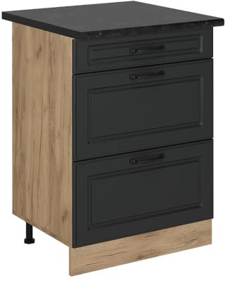 Vicco Meuble Cuisine R-Line, Béton, 60cm avec tiroirs, PT Anthracite