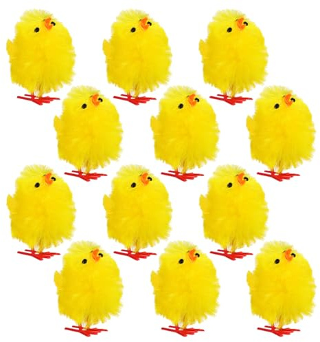 Amosfun 12 Stücke Ostern Küken Ornamente Plüsch Huhn Decor Ostern Küken Kuchen Topper Mini Huhn Figuren