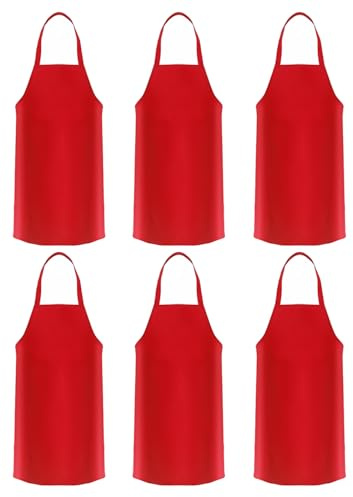 EXTRAPINS 6 Stück Kochschürze Weiß, Verstellbare Schürze, Weiß Schürze für Männer Frauen Unisex, Latzschürzen für Küche Kellner Friseur Restaurant Café Garten BBQ